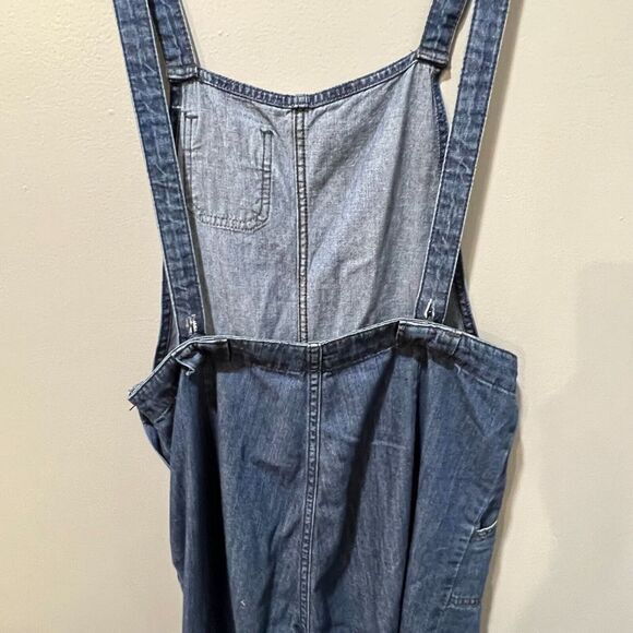 Gap Womens Denim Overalls 6 Medium Wash Bib Denim Blue Side Zip Straight Leg - Picture 10 of 11